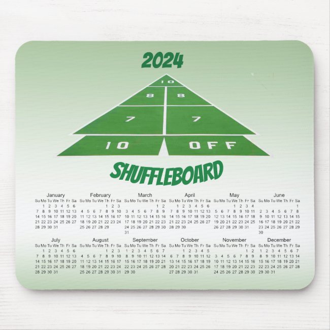 Green Shuffleboard 2024 Calendar Mousepad
