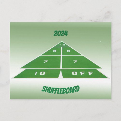Green Shuffleboard 2024 Calendar on Back  Postcard