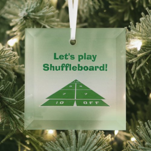 Green Shuffleboard Beveled Glass Ornament