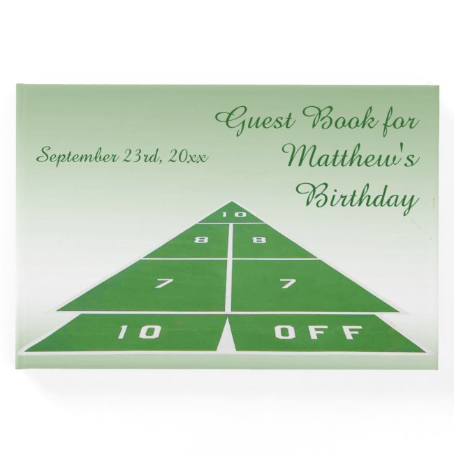 Green Shuffleboard Birthday Guest Book
