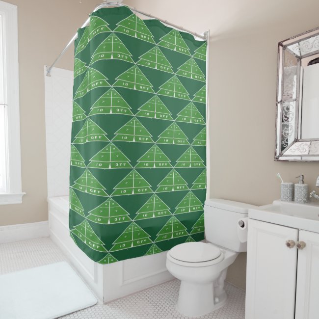 Green Shuffleboard Pattern Shower Curtain