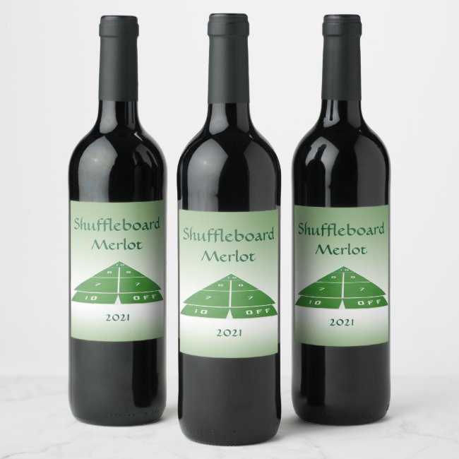 Green Shuffleboard Wine Label