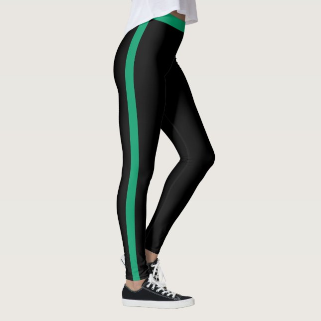 Green Side Stripe Black Leggings (Right)