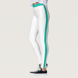 Green Side Stripe White Leggings or Choose Colors