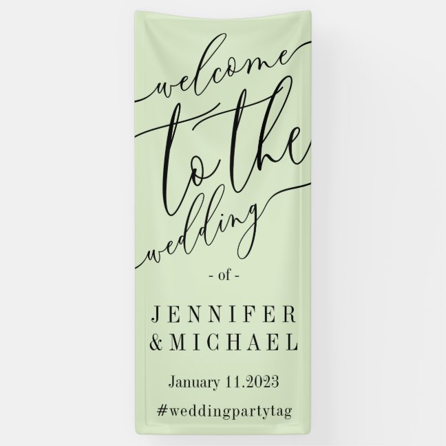 Green Signature Big Welcome to the wedding Banner