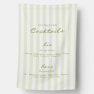 Green Signature Cocktails Fabric Wedding Sign