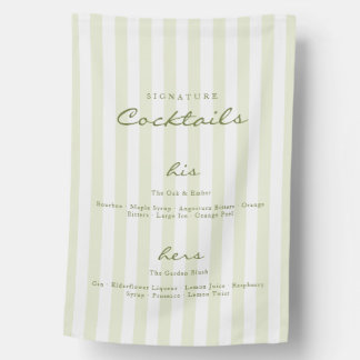 Green Signature Cocktails Fabric Wedding Sign