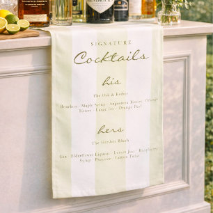 Green Signature Cocktails Fabric Wedding Sign
