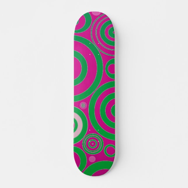 Green Silhouette Circles Skateboard Deck (Front)