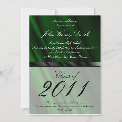 Green Silk 2 Graduation Invitation/Announcement