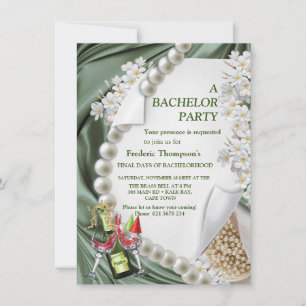 Green Silk & Ivory Pearls Bachelor Party