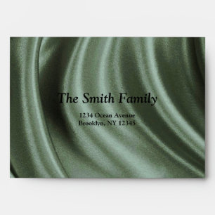 Green Silk  & Ivory Pearls Wedding Envelopes