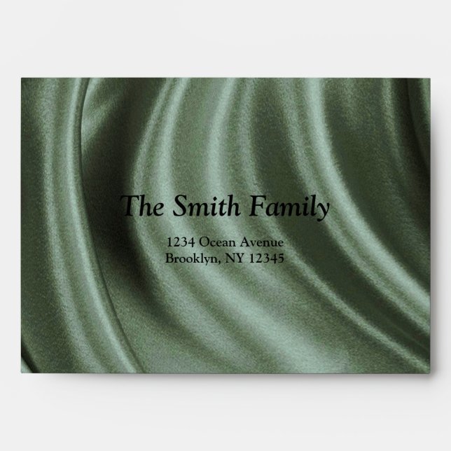 Green Silk  & Ivory Pearls Wedding Envelopes (Front)