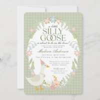 Green Silly Goose Floral Gingham Baby Shower