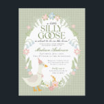 Green Silly Goose Floral Gingham Baby Shower Postcard<br><div class="desc">A silly goose is almost on the loose. This Silly Goose Party Decor Collection is perfect for celebrating your sweet little girl! Featuring an adorable silly goose, pastel florals, and soft gingham patterns, this collection is perfect for adding a touch of playful elegance to any party. Whether it’s for a...</div>