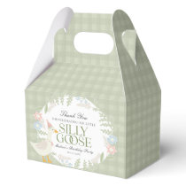 Green Silly Goose Floral Gingham Birthday Favor Boxes