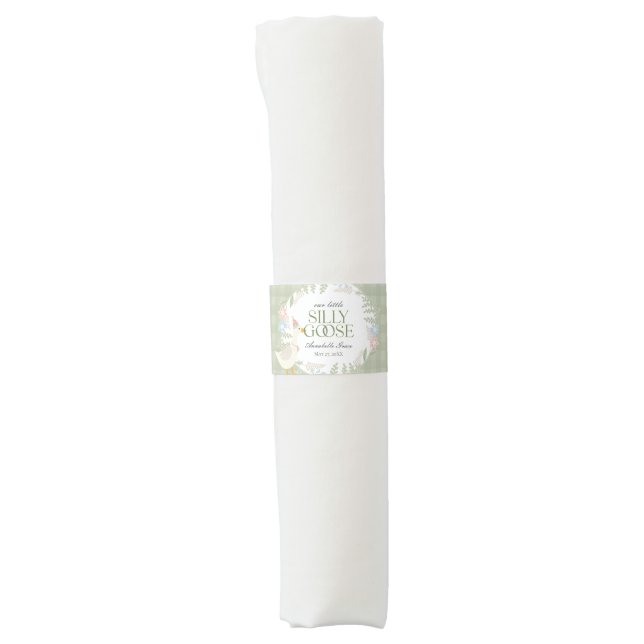 Green Silly Goose Floral Gingham Napkin Bands (Front)