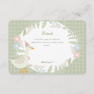 Green Silly Goose Gingham Floral Details Enclosure Card