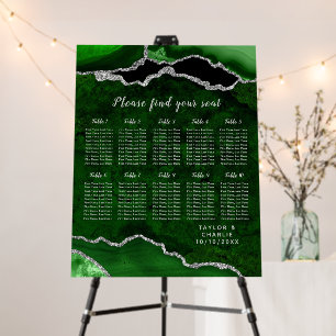 Green Silver Agate Wedding Seating Chart 12 Table Foam Board