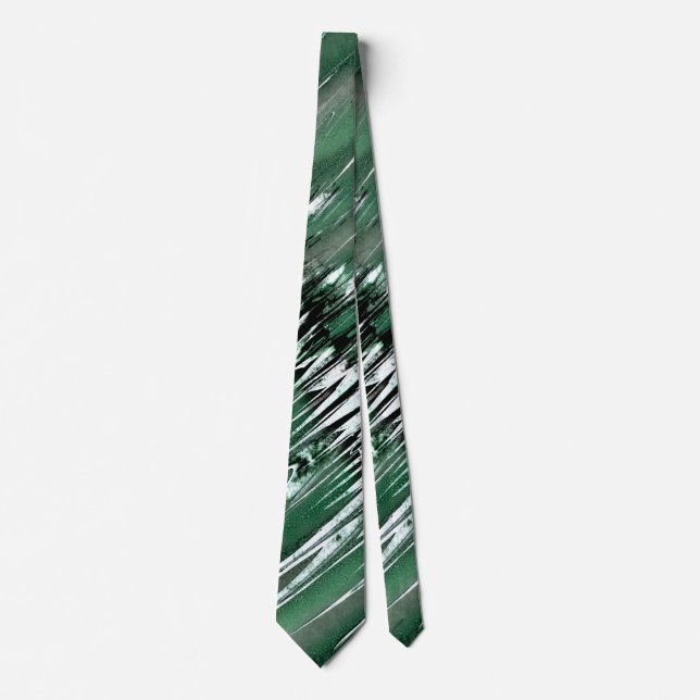 Green Silver and Black Sharp Neck Tie (Front)