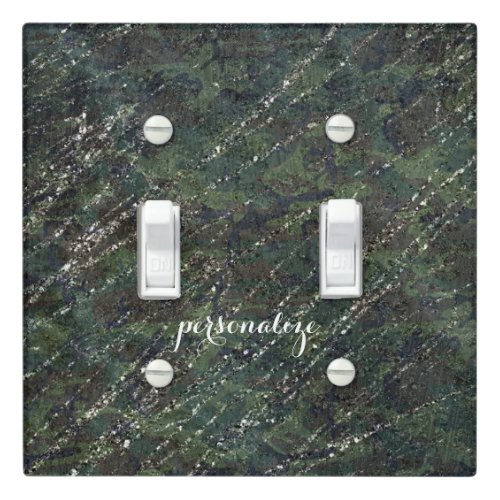 Green  Silver Army Camo Sparkle Elegant Glam Light Switch Cover