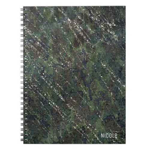 Green  Silver Army Camo Sparkle Elegant Glam Notebook