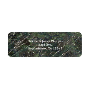 Green & Silver Army Camo Sparkle Elegant Party Label