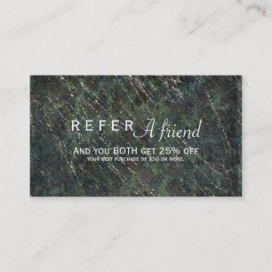 Green & Silver Army Camo Sparkle Salon Referral Card
