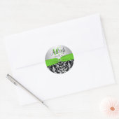 Green, Silver, Black Damask Sweet 16 Sticker (Envelope)