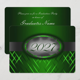 Green & Silver Class of 2027 Party Invitation