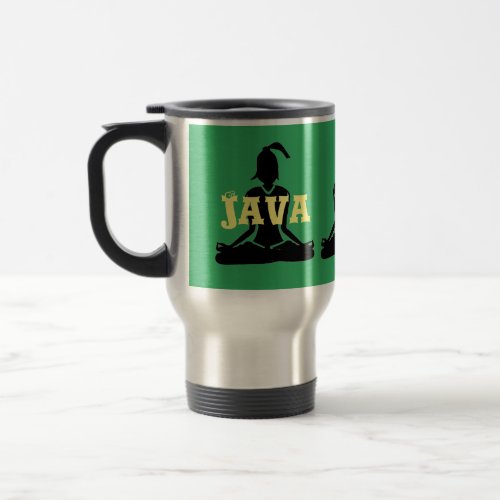 Green  Silver Commuter Java Yoga Travel Mug