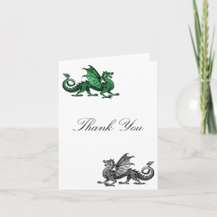 Green Silver Dragon Thank You Card