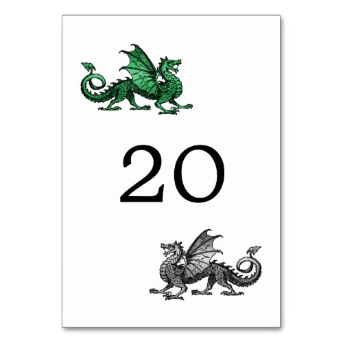 Green Silver Dragon Wedding Table Card