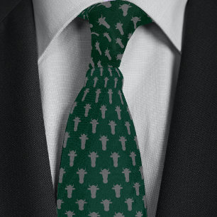 Green & Silver Farmer Rancher Cow Head Neck Tie