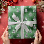 Green Silver Glitter Christmas Tree Glam Wrapping Paper<br><div class="desc">This design was created through digital art. It may be personalized by clicking the customize button and add a name, initials or your favorite words. Contact me at colorflowcreations@gmail.com if you with to have this design on another product. Purchase my original abstract acrylic painting for sale at www.etsy.com/shop/colorflowart. See more...</div>