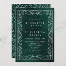 Green Silver Holly Christmas Rehearsal Dinner Invitation