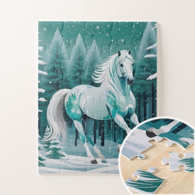 Green Silver Horse in Enchanted Forest  Jigsaw Puzzle (Creator Uploaded)