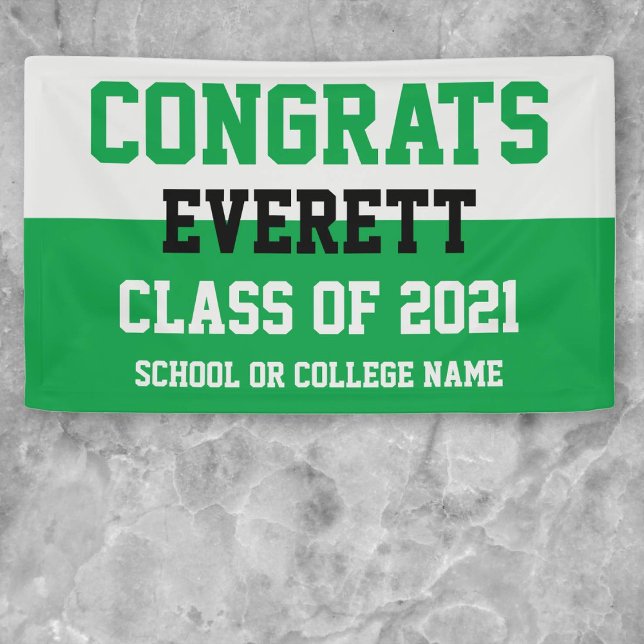 Green & Silver Minimalist Graduation Party Banner (Creator Uploaded)