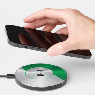 Green & Silver Modern Metallic Geometric design Wireless Charger