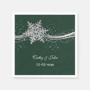 green Silver  personalized wedding napkin