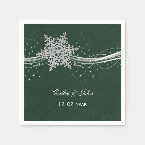 green Silver  personalized wedding napkin