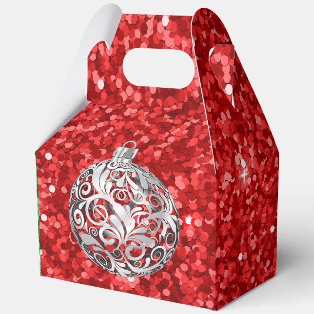 Green Silver Red Favor Box (Front)