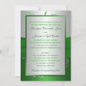 Green, Silver Scrolls, Hearts Wedding Invitation (Back)
