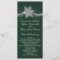 green Silver Snowflakes wedding programs length