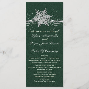 green Silver Snowflakes wedding programs length