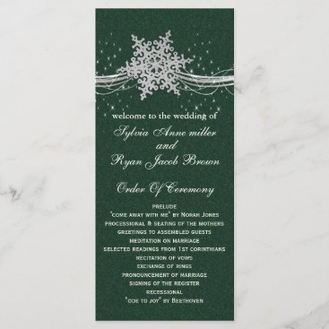 green Silver Snowflakes wedding programs length