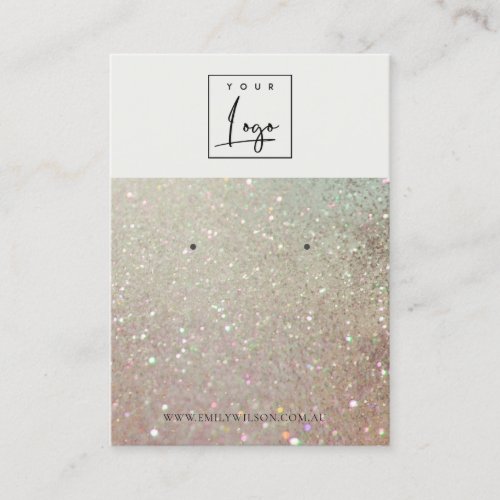 Green Silver Sparkle Glitter Logo Earring Display Business Card