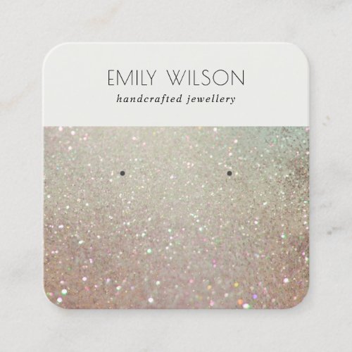 Green Silver Sparkle Glitter Shiny Earring Display Square Business Card