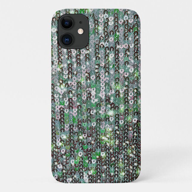 Green silver sparkling glitter sequins Case-Mate iPhone case (Back)