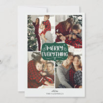 Green Silver Stars Merry Everything Multi Photo Holiday Card